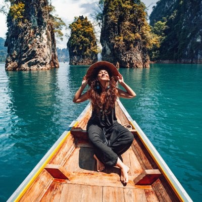 woman in boat in asia