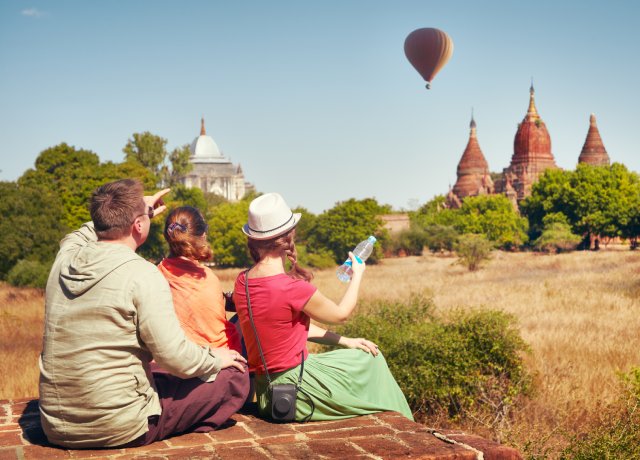 friends backpacking in asia